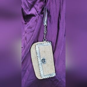 Coach Straw Crossbody with Snake-Print Trim and Silver Turnlock